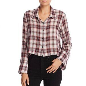 Splendid plaid cropped button down top size small- NWT